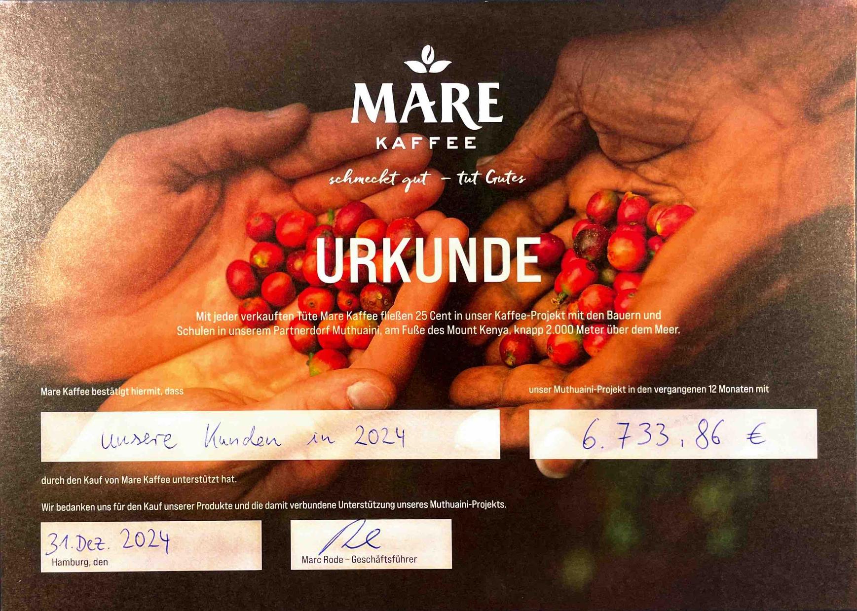 Mare Kaffee Muthuaini Projekt Budget 2024