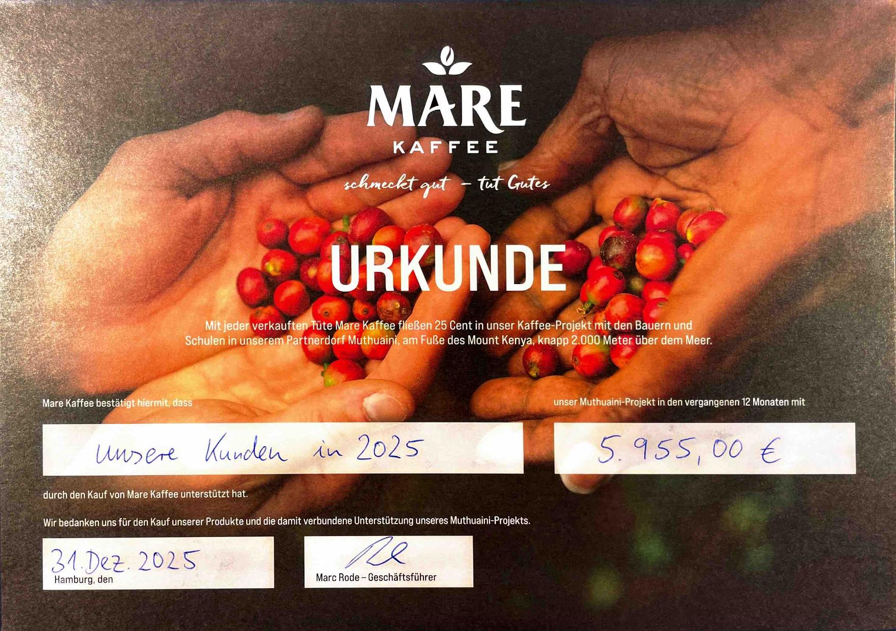 Mare Kaffee Muthuaini Projekt Budget 2025
