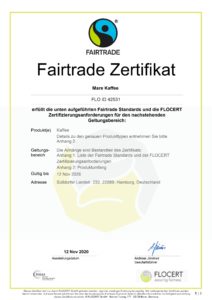 FAIRTRADE Zertifikat Seite 1