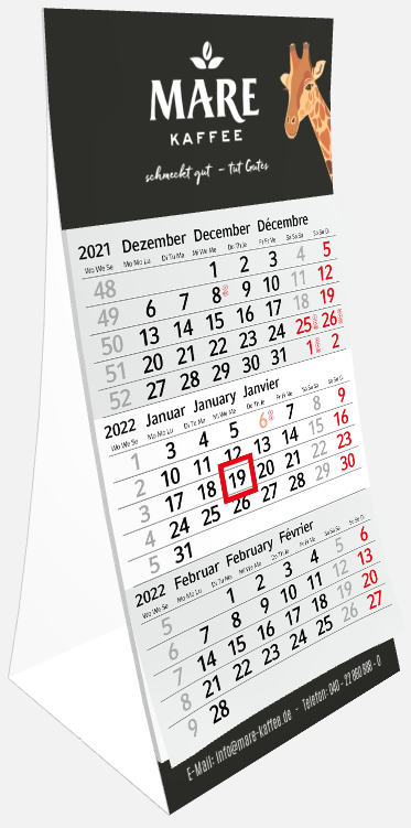 Mare Kaffee Tischkalender