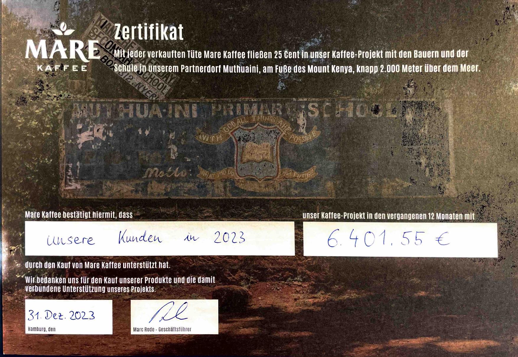Mare Kaffee Muthuaini Projekt Budget 2023